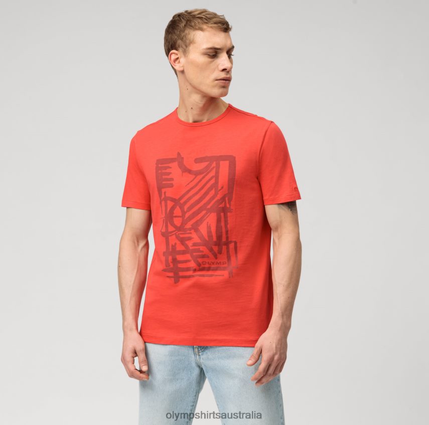 Clothing AU OLYMP Casual Modern Fit, T-Shirt, Red T8882J2017