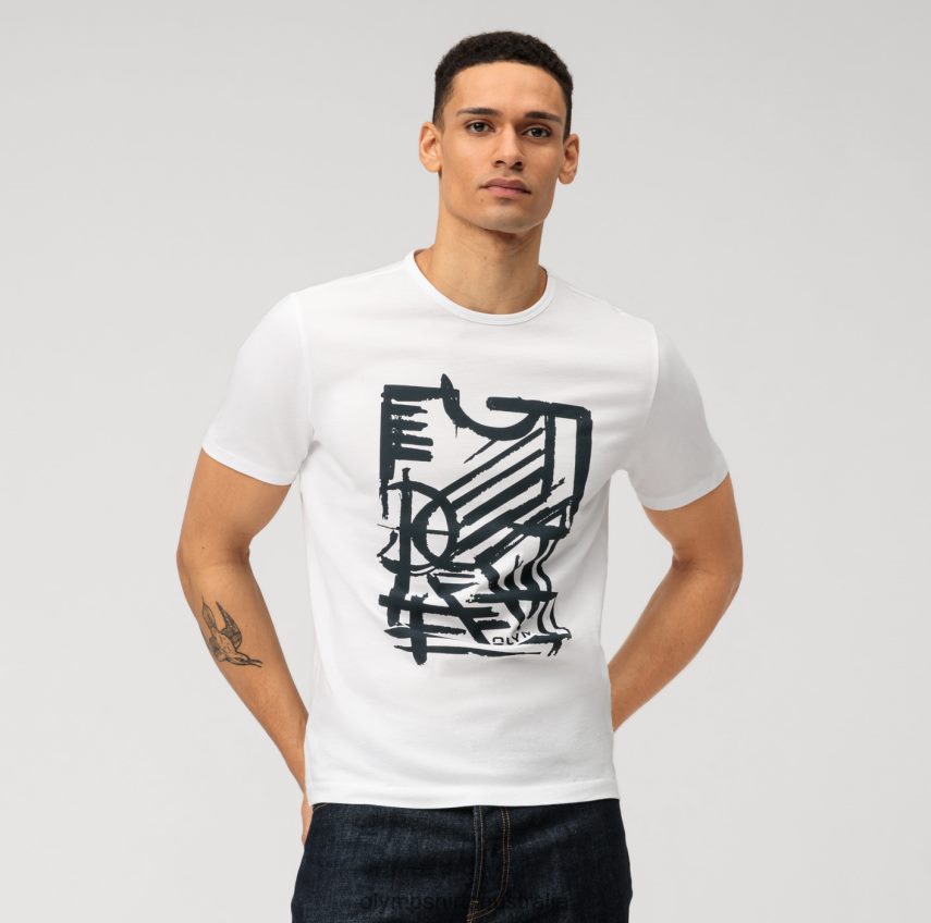 Clothing AU OLYMP Casual Modern Fit, T-Shirt, White T8882J2019