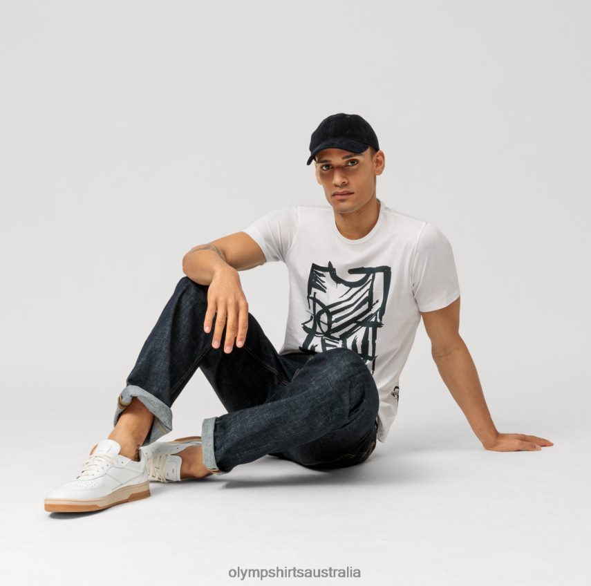 Clothing AU OLYMP Casual Modern Fit, T-Shirt, White T8882J2019