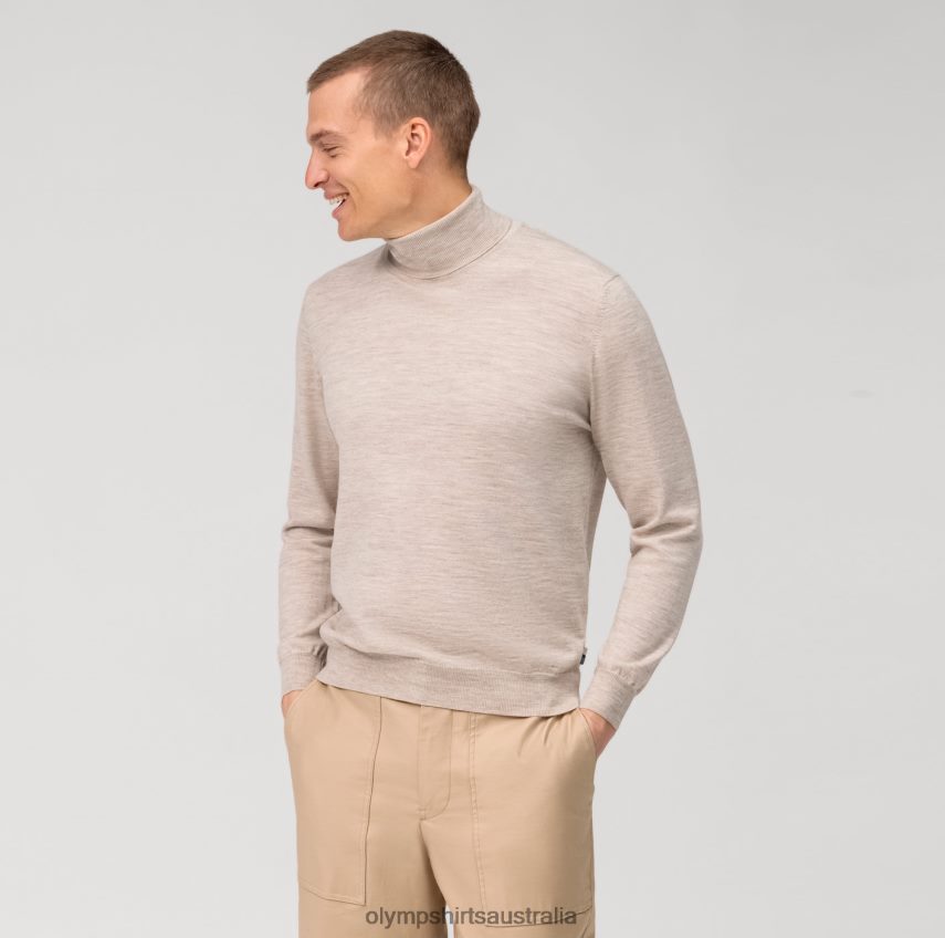 Clothing AU OLYMP Casual Knitwear Turtleneck, Light Beige T8882J1882