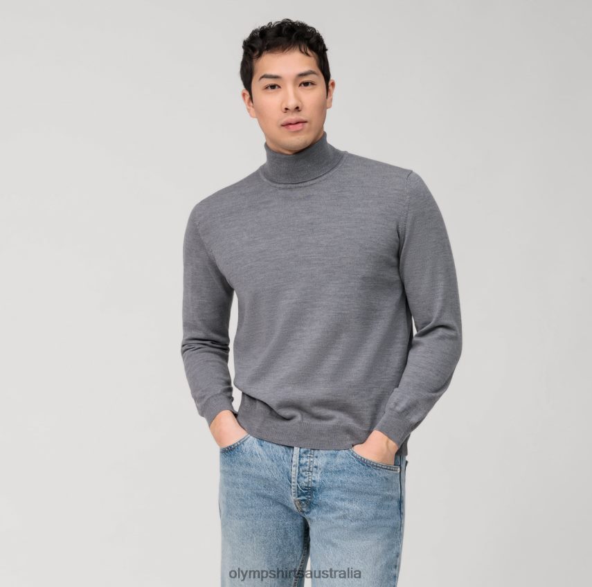 Clothing AU OLYMP Casual Knitwear Turtleneck, Silver Grey T8882J1880