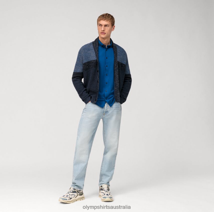 Clothing AU OLYMP Level Five 24/Seven Body Fit, Business Shirt, Button-Down, Royal T8882J811