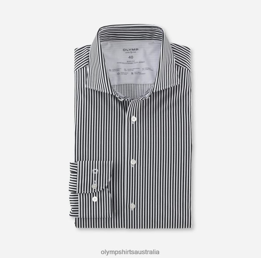 Clothing AU OLYMP Level Five 24/Seven Body Fit, Business Shirt, Kent, Black T8882J508
