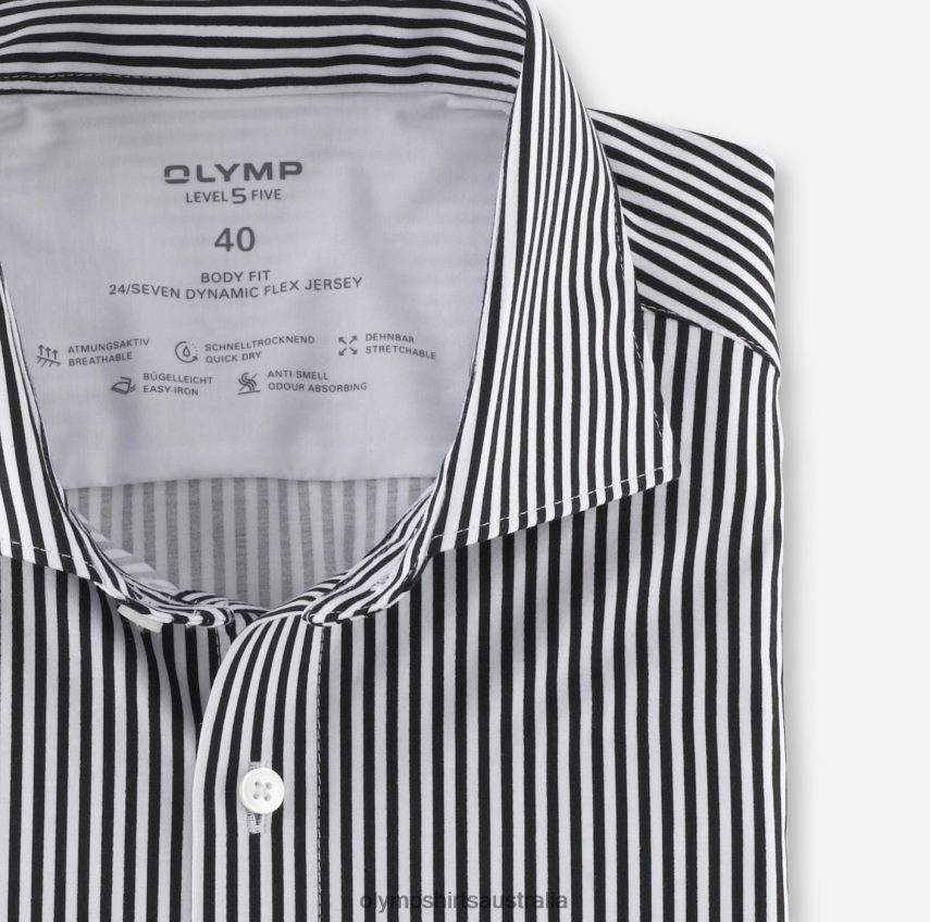 Clothing AU OLYMP Level Five 24/Seven Body Fit, Business Shirt, Kent, Black T8882J508
