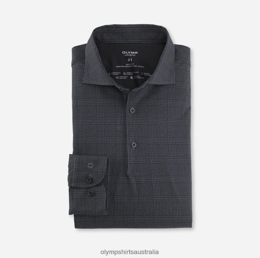 Clothing AU OLYMP Level Five 24/Seven Body Fit, Business Shirt, Kent, Black T8882J762