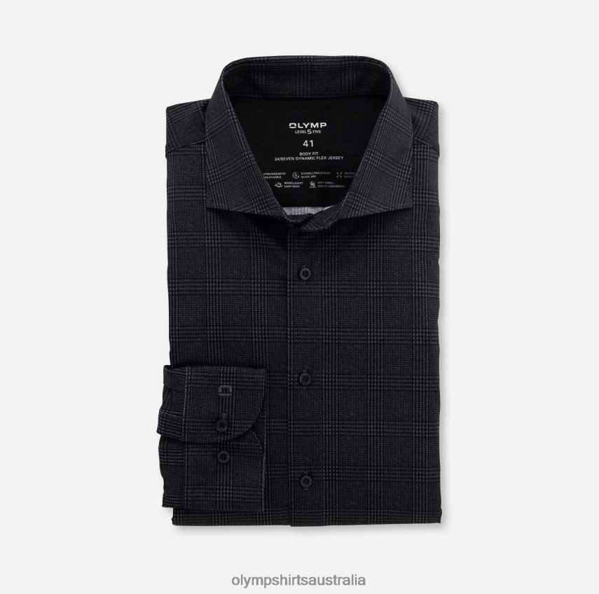 Clothing AU OLYMP Level Five 24/Seven Body Fit, Business Shirt, Kent, Black T8882J789