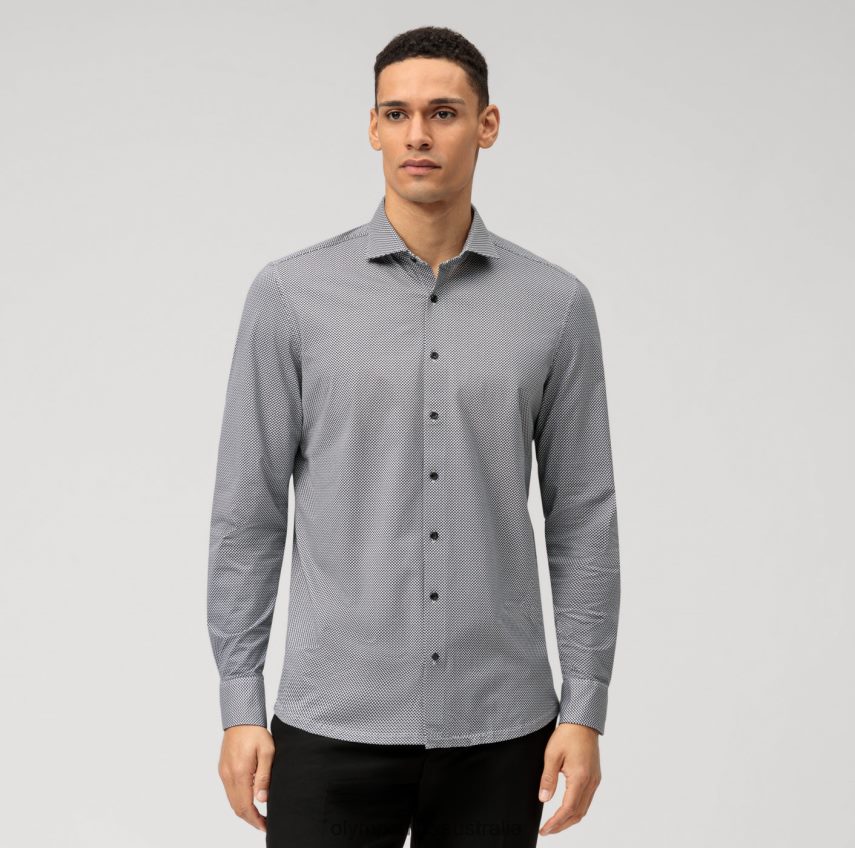 Clothing AU OLYMP Level Five 24/Seven Body Fit, Business Shirt, Kent, Black T8882J790