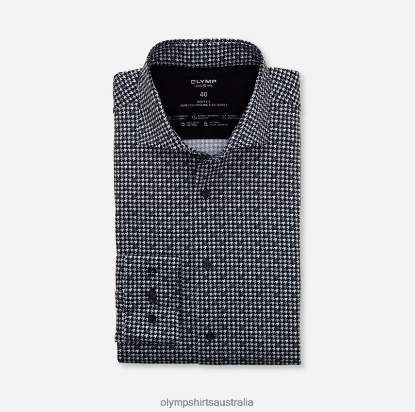 Clothing AU OLYMP Level Five 24/Seven Body Fit, Business Shirt, Kent, Black T8882J815