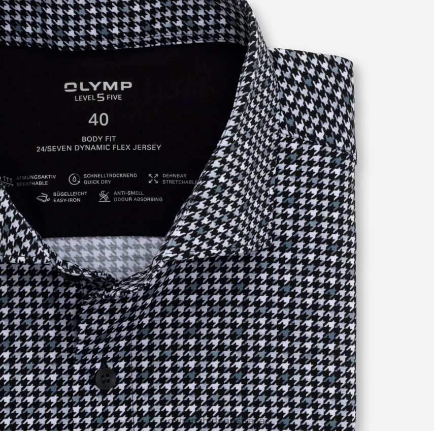 Clothing AU OLYMP Level Five 24/Seven Body Fit, Business Shirt, Kent, Black T8882J815