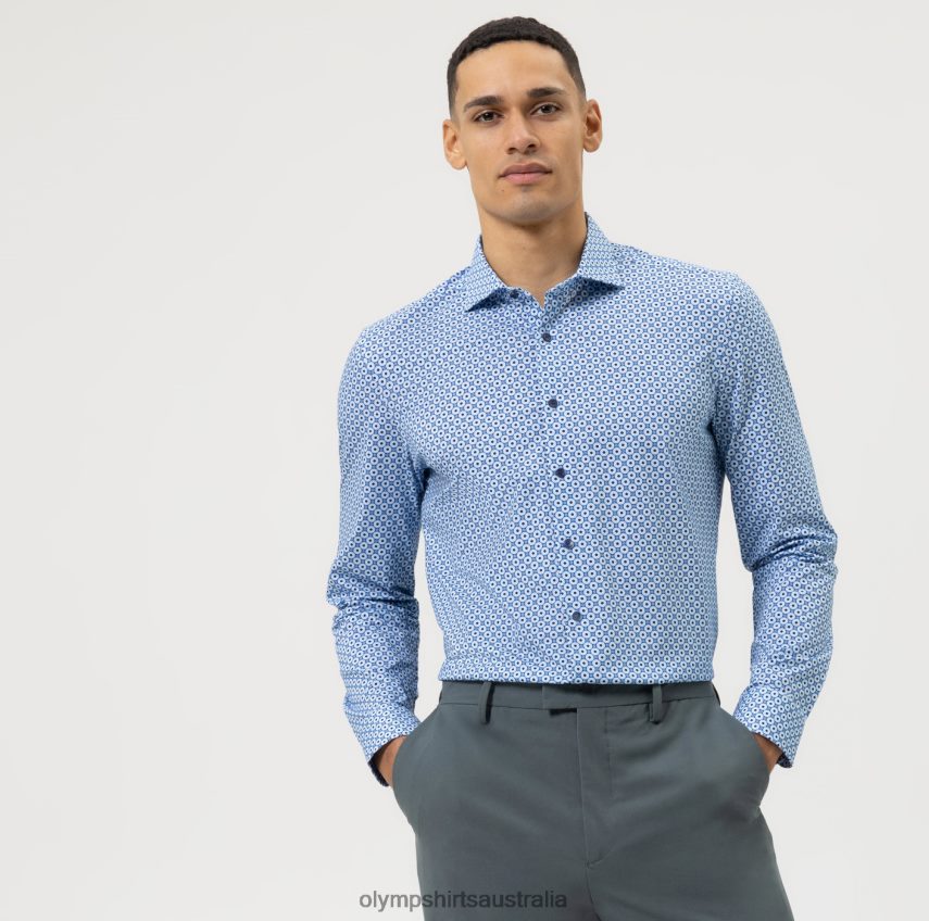 Clothing AU OLYMP Level Five 24/Seven Body Fit, Business Shirt, Kent, Bleu T8882J613