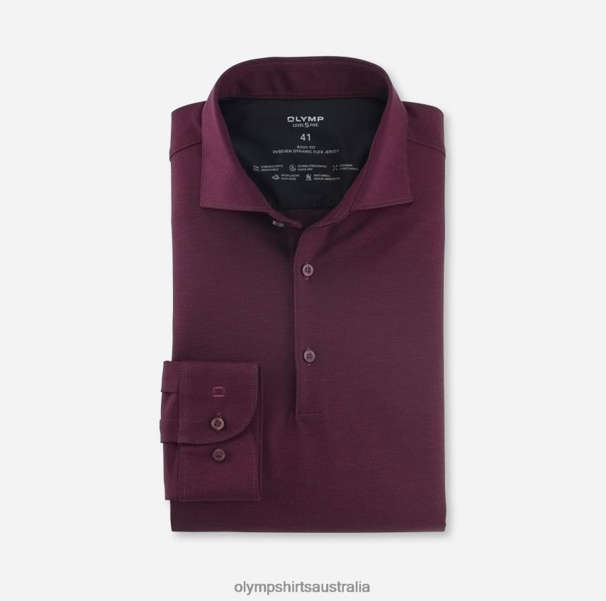 Clothing AU OLYMP Level Five 24/Seven Body Fit, Business Shirt, Kent, Garnet T8882J803