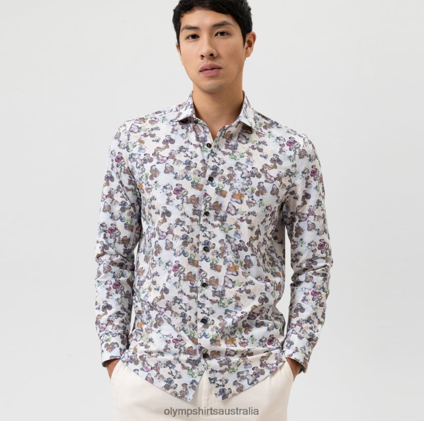 Clothing AU OLYMP Level Five 24/Seven Body Fit, Business Shirt, Kent, Natural T8882J659