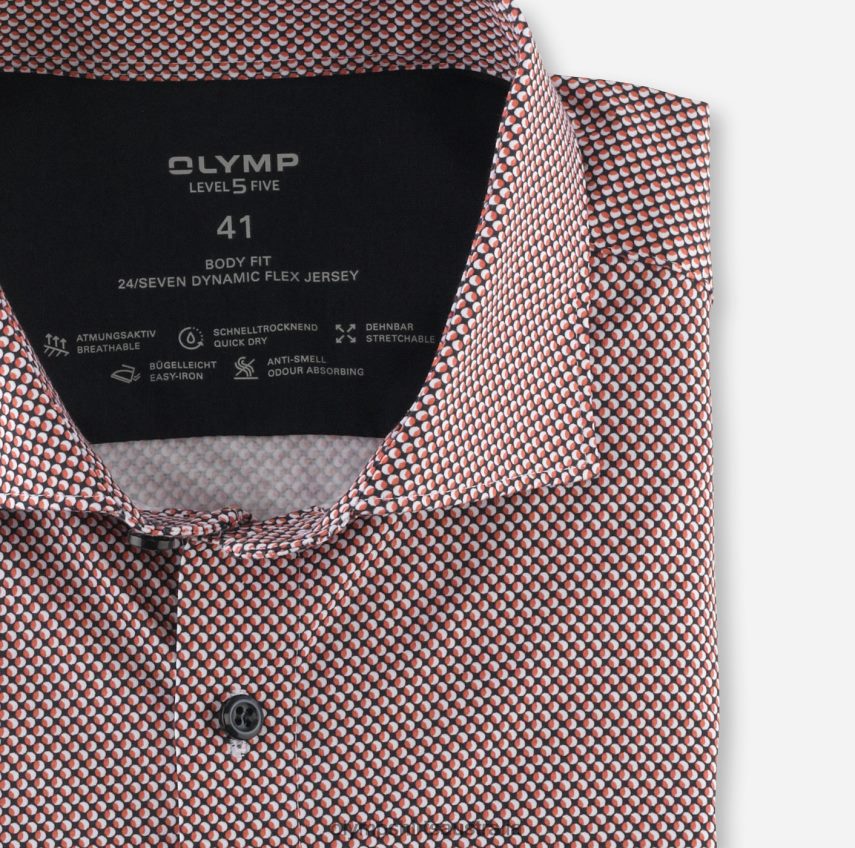 Clothing AU OLYMP Level Five 24/Seven Body Fit, Business Shirt, Kent, Red Orange T8882J627