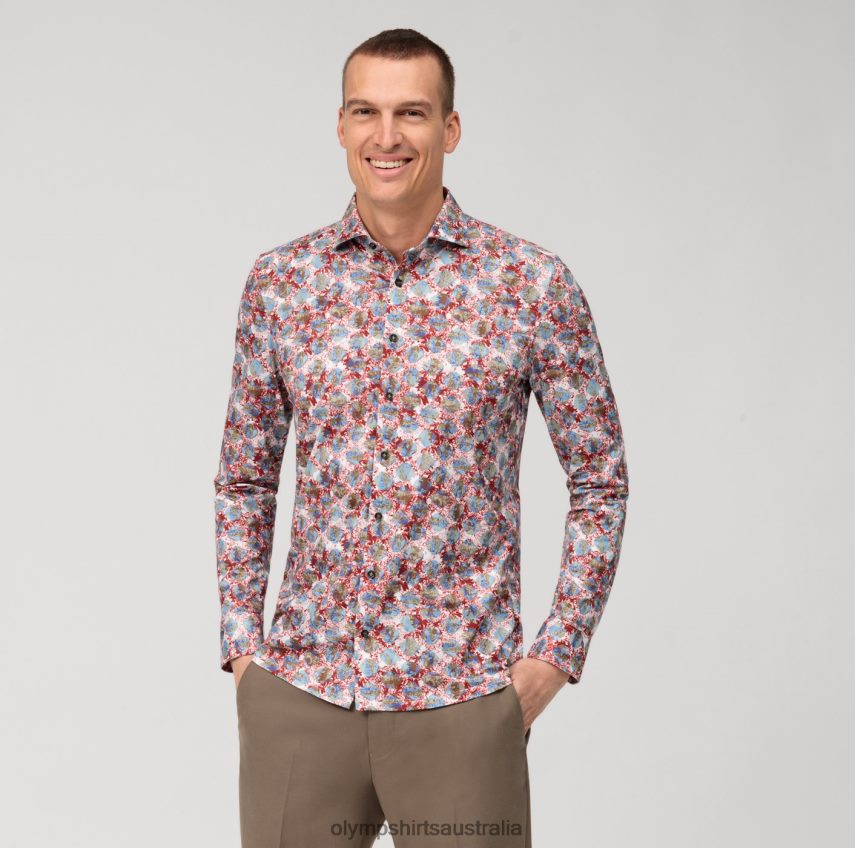 Clothing AU OLYMP Level Five 24/Seven Body Fit, Business Shirt, Kent, Red T8882J521