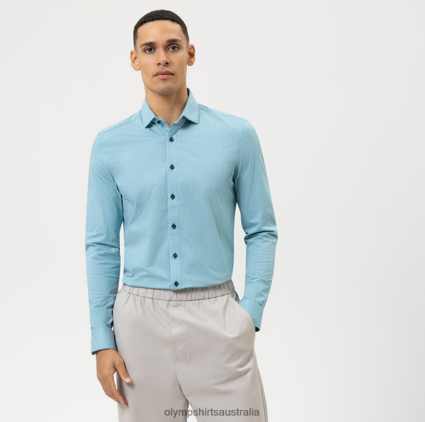 Clothing AU OLYMP Level Five 24/Seven Body Fit, Business Shirt, Long Sleeve Extra Long, Modern Kent, Emerald T8882J887