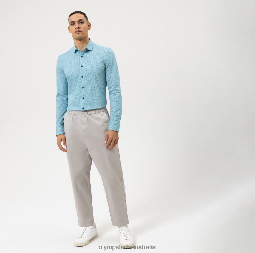 Clothing AU OLYMP Level Five 24/Seven Body Fit, Business Shirt, Long Sleeve Extra Long, Modern Kent, Emerald T8882J887