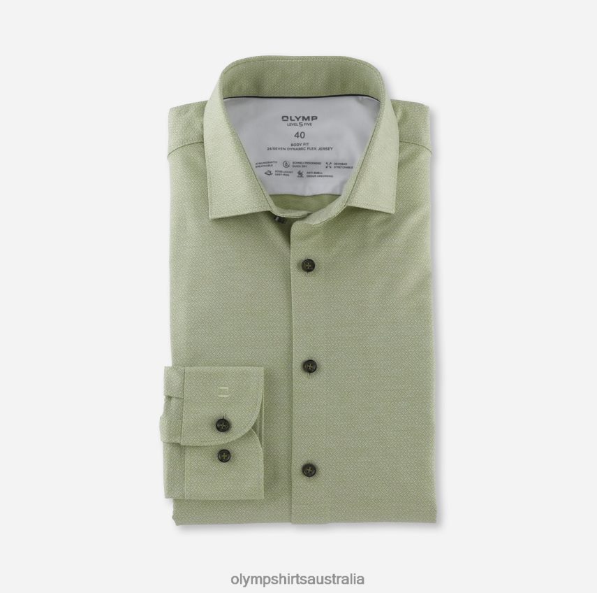 Clothing AU OLYMP Level Five 24/Seven Body Fit, Business Shirt, Long Sleeve Extra Long, Modern Kent, Lime Green T8882J876