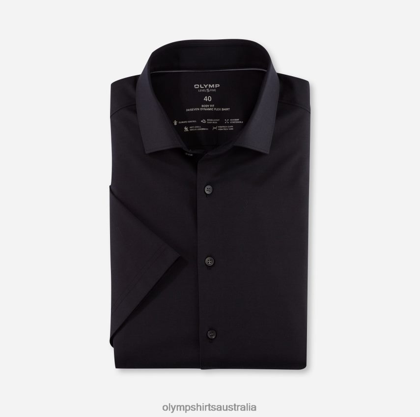 Clothing AU OLYMP Level Five 24/Seven Body Fit, Business Shirt, Modern Kent, Black T8882J468