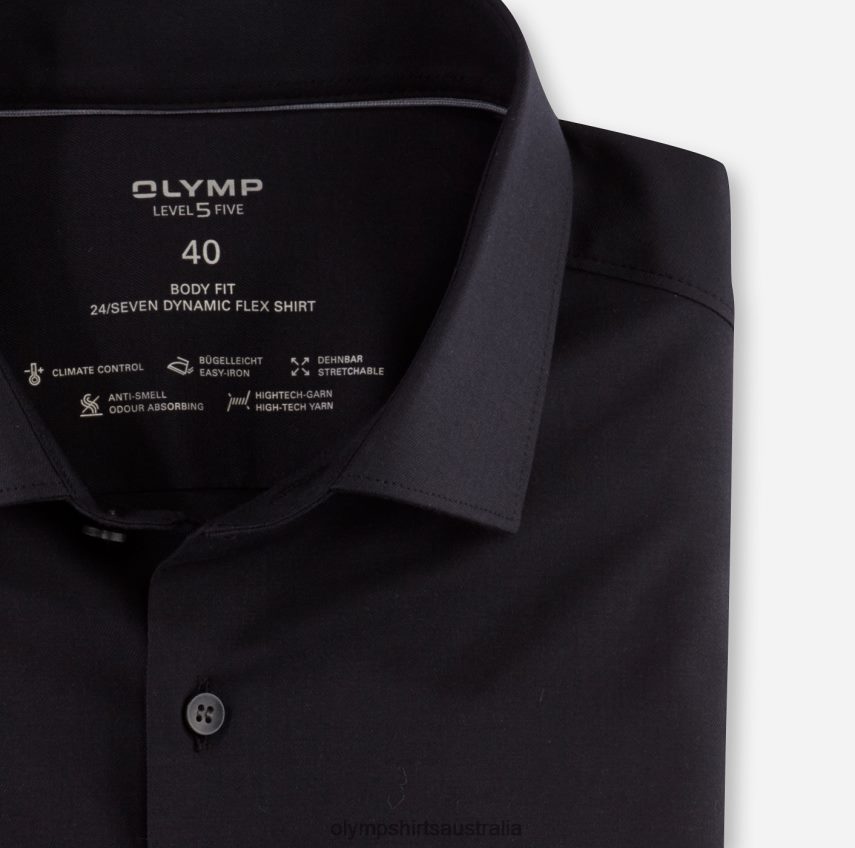 Clothing AU OLYMP Level Five 24/Seven Body Fit, Business Shirt, Modern Kent, Black T8882J468