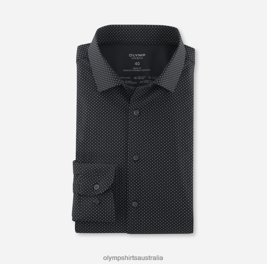 Clothing AU OLYMP Level Five 24/Seven Body Fit, Business Shirt, Modern Kent, Black T8882J632