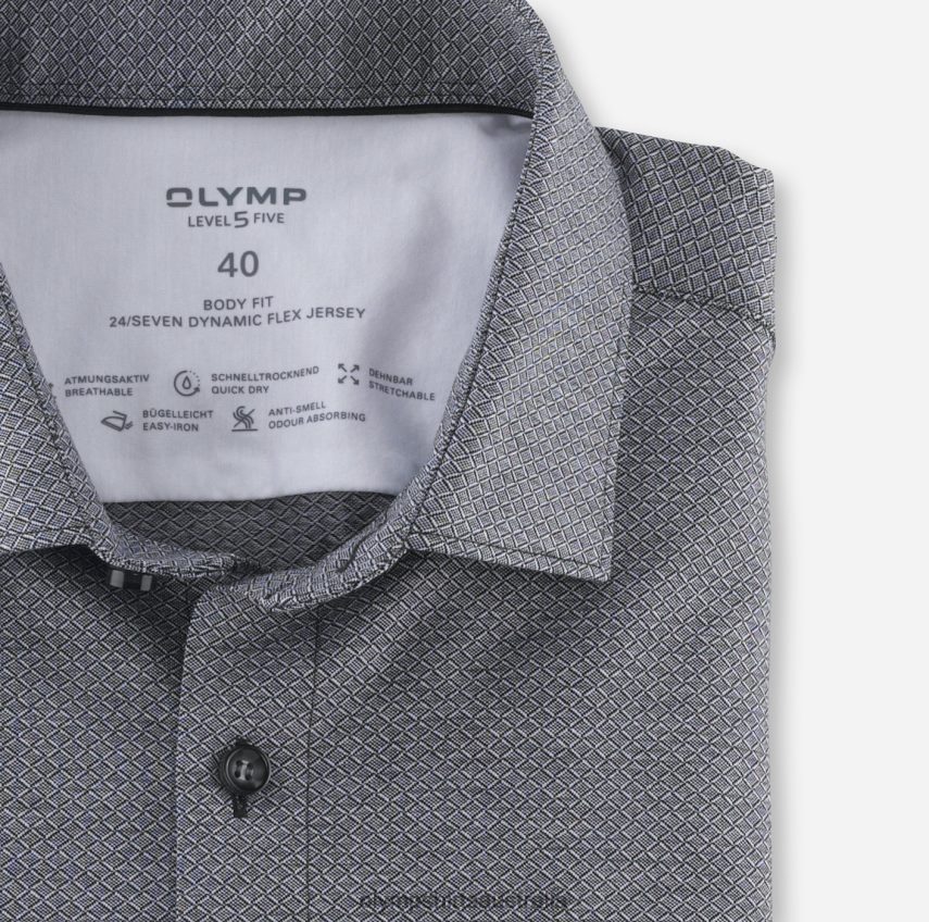 Clothing AU OLYMP Level Five 24/Seven Body Fit, Business Shirt, Modern Kent, Black T8882J725