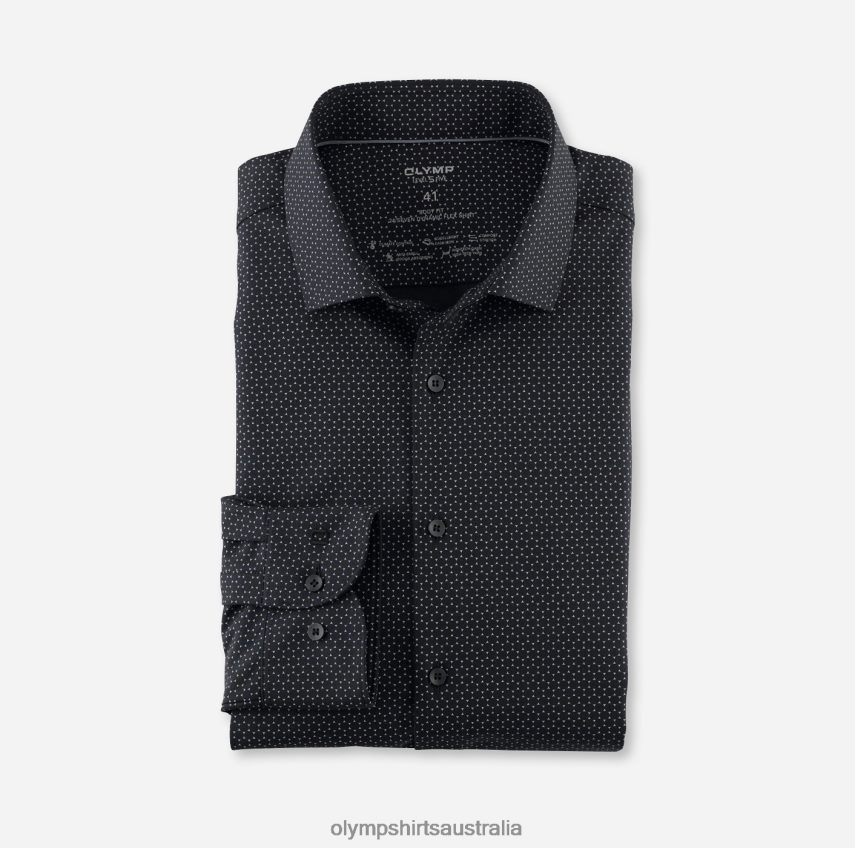 Clothing AU OLYMP Level Five 24/Seven Body Fit, Business Shirt, Modern Kent, Black T8882J768