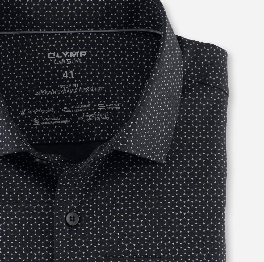 Clothing AU OLYMP Level Five 24/Seven Body Fit, Business Shirt, Modern Kent, Black T8882J768