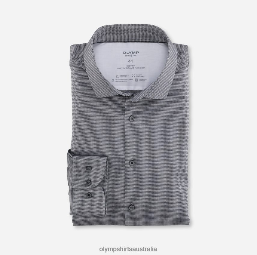 Clothing AU OLYMP Level Five 24/Seven Body Fit, Business Shirt, Modern Kent, Black T8882J807