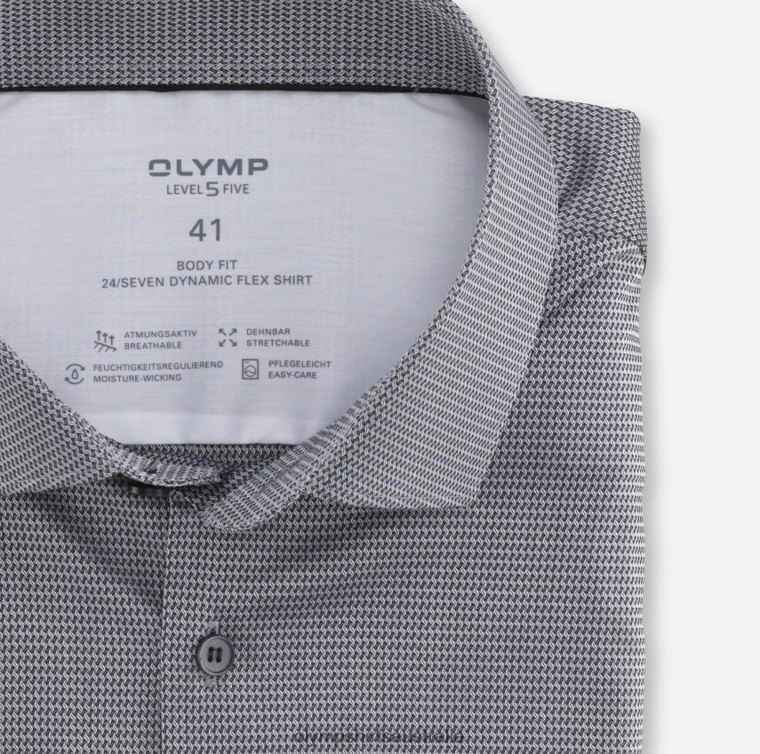 Clothing AU OLYMP Level Five 24/Seven Body Fit, Business Shirt, Modern Kent, Black T8882J807