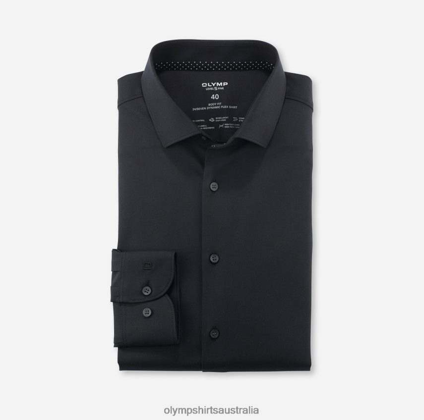 Clothing AU OLYMP Level Five 24/Seven Body Fit, Business Shirt, Modern Kent, Black T8882J817