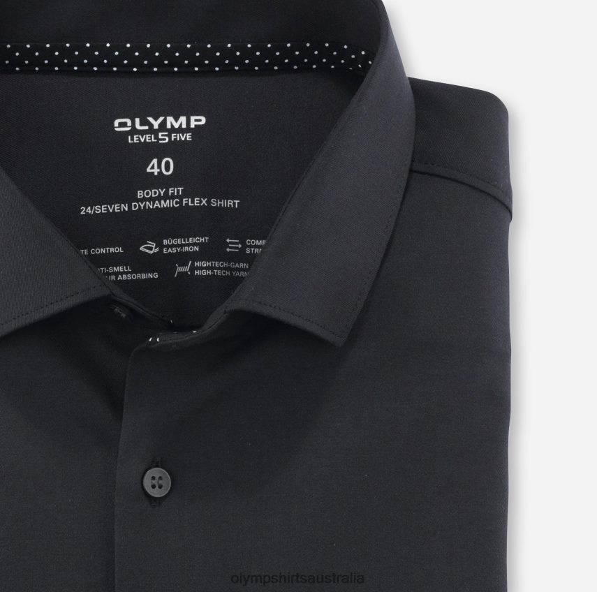 Clothing AU OLYMP Level Five 24/Seven Body Fit, Business Shirt, Modern Kent, Black T8882J817