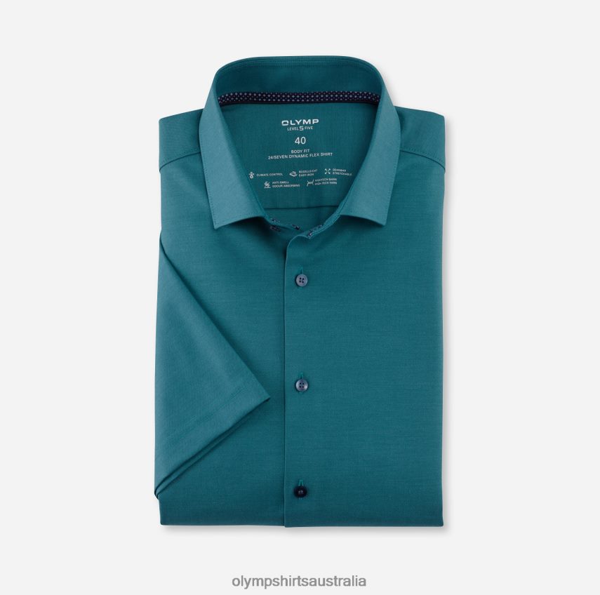 Clothing AU OLYMP Level Five 24/Seven Body Fit, Business Shirt, Modern Kent, Emerald T8882J738