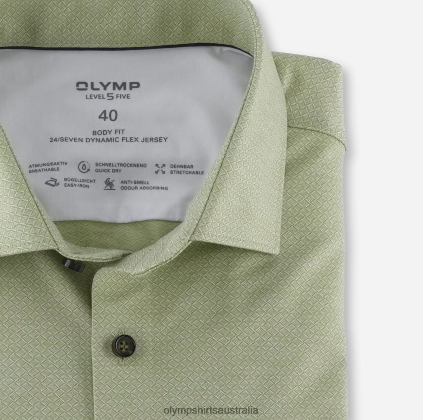 Clothing AU OLYMP Level Five 24/Seven Body Fit, Business Shirt, Modern Kent, Lime Green T8882J618