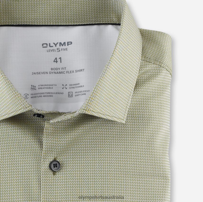 Clothing AU OLYMP Level Five 24/Seven Body Fit, Business Shirt, Modern Kent, Lime Green T8882J727