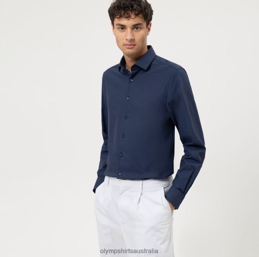 Clothing AU OLYMP Level Five 24/Seven Body Fit, Business Shirt, Modern Kent, Marine T8882J480