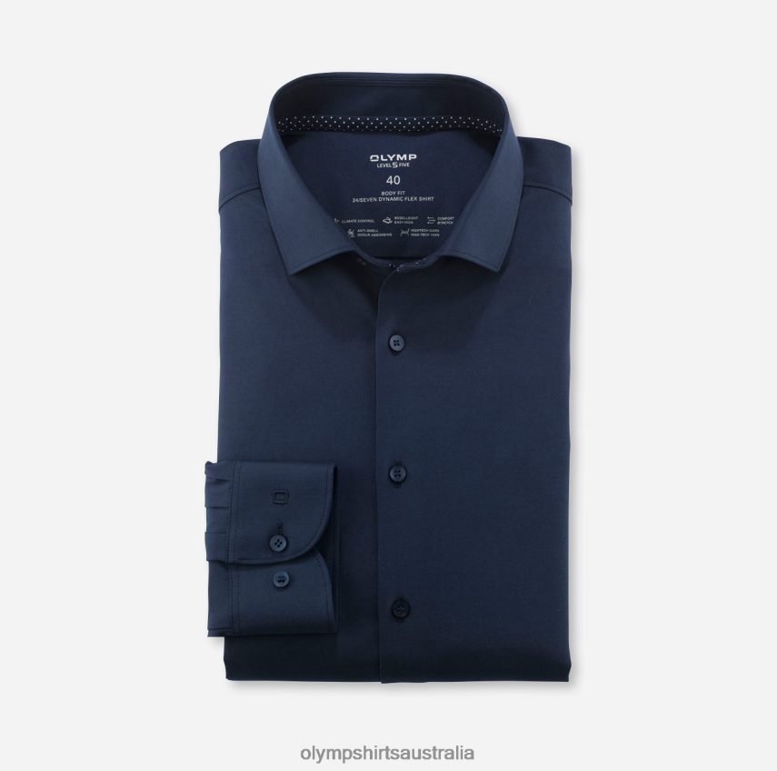 Clothing AU OLYMP Level Five 24/Seven Body Fit, Business Shirt, Modern Kent, Marine T8882J489