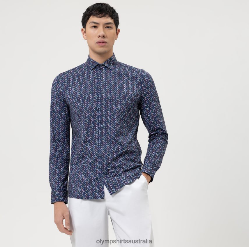 Clothing AU OLYMP Level Five 24/Seven Body Fit, Business Shirt, Modern Kent, Marine T8882J517