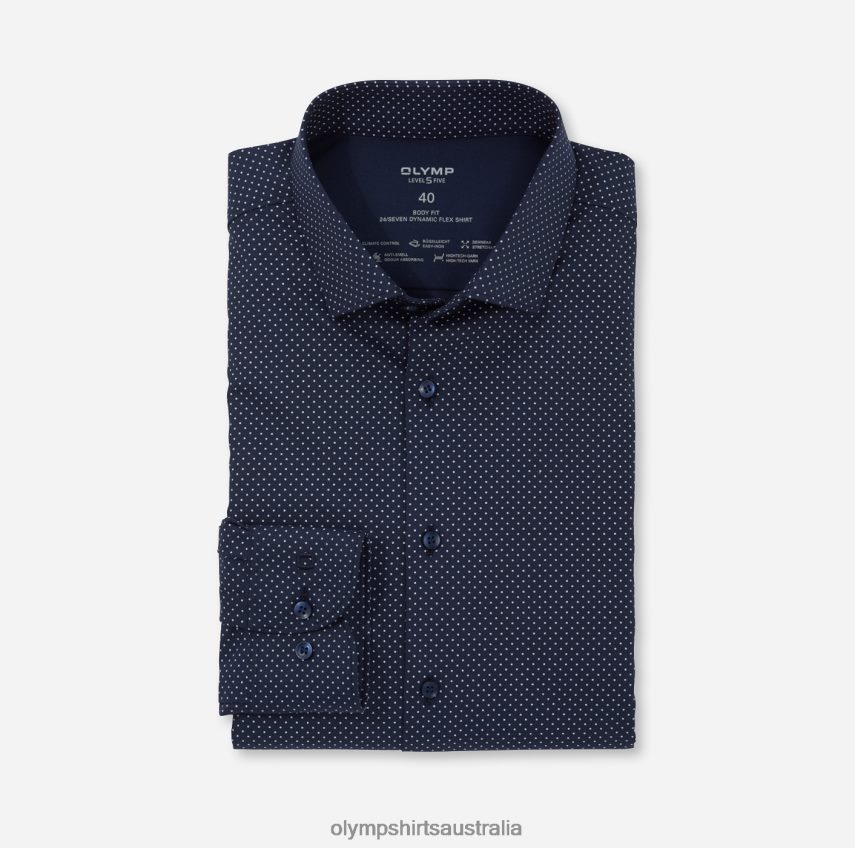 Clothing AU OLYMP Level Five 24/Seven Body Fit, Business Shirt, Modern Kent, Marine T8882J831