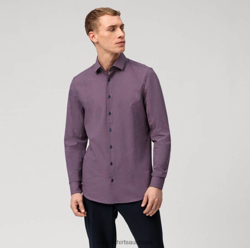 Clothing AU OLYMP Level Five 24/Seven Body Fit, Business Shirt, Modern Kent, Red T8882J492