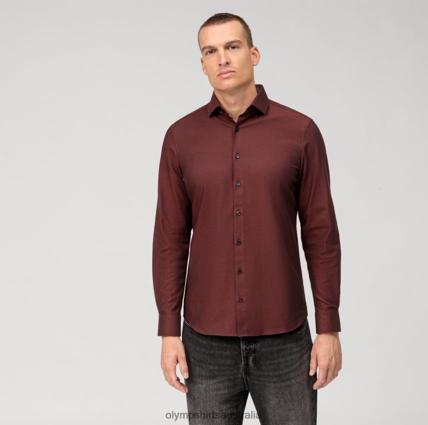 Clothing AU OLYMP Level Five 24/Seven Body Fit, Business Shirt, Modern Kent, Reddish Brown T8882J421