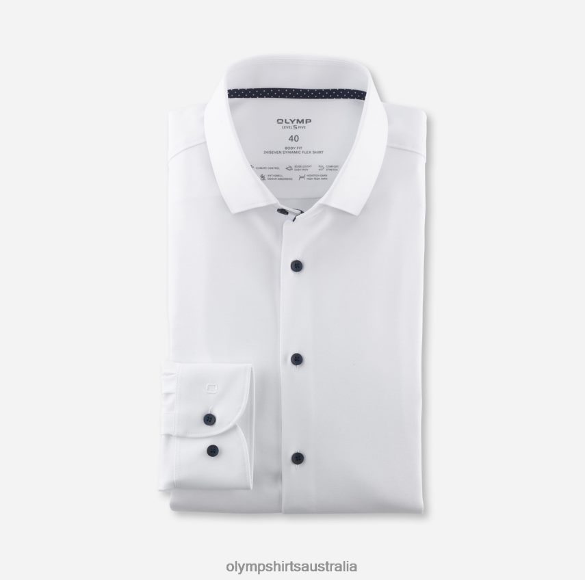 Clothing AU OLYMP Level Five 24/Seven Body Fit, Business Shirt, Modern Kent, White T8882J440