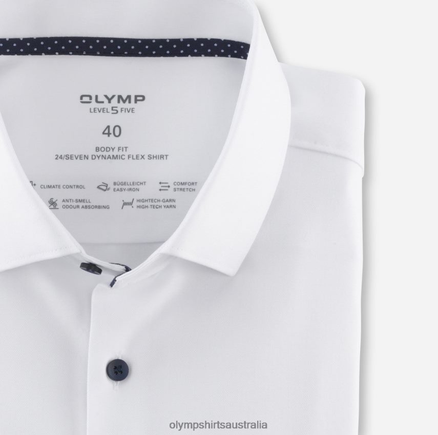 Clothing AU OLYMP Level Five 24/Seven Body Fit, Business Shirt, Modern Kent, White T8882J440