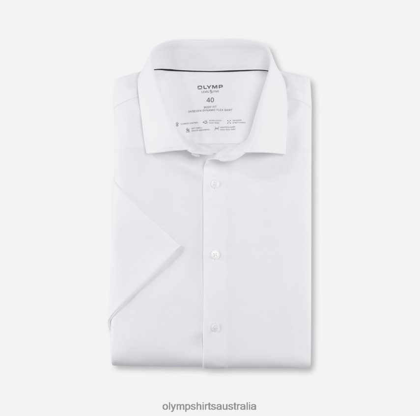 Clothing AU OLYMP Level Five 24/Seven Body Fit, Business Shirt, Modern Kent, White T8882J461