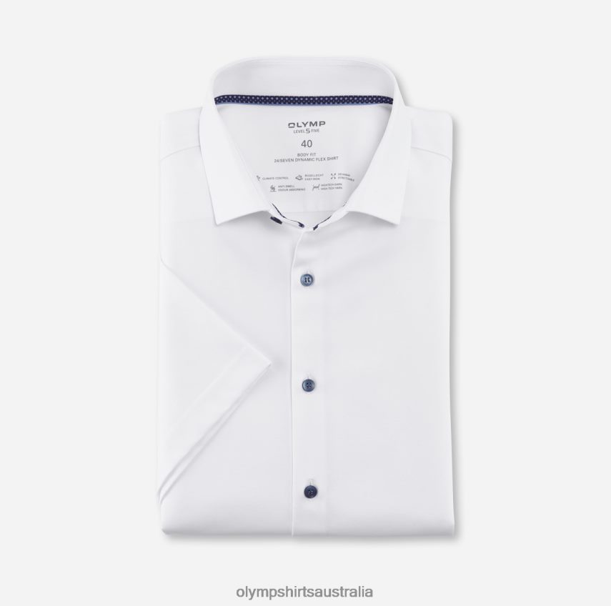 Clothing AU OLYMP Level Five 24/Seven Body Fit, Business Shirt, Modern Kent, White T8882J567