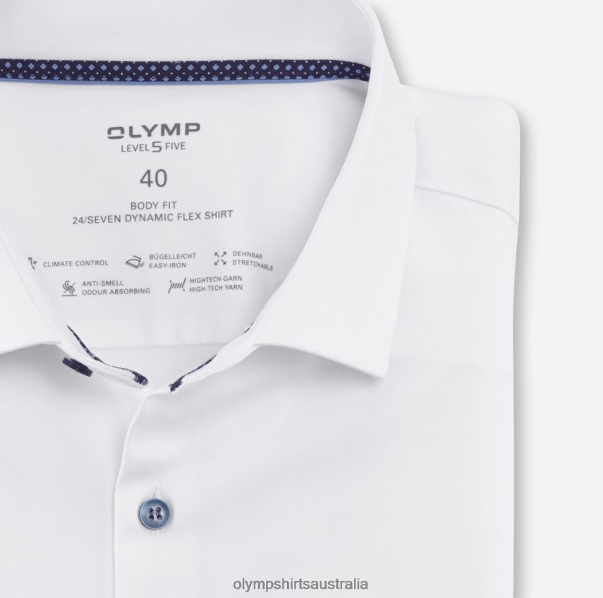 Clothing AU OLYMP Level Five 24/Seven Body Fit, Business Shirt, Modern Kent, White T8882J567
