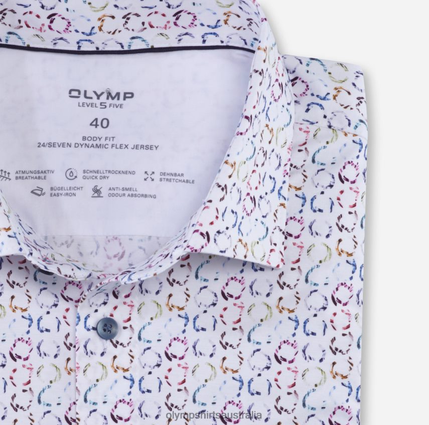 Clothing AU OLYMP Level Five 24/Seven Body Fit, Business Shirt, Modern Kent, White T8882J710