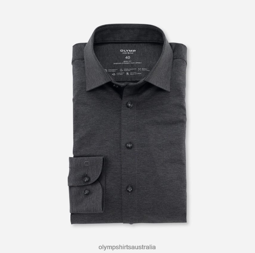 Clothing AU OLYMP Level Five 24/Seven Body Fit, Business Shirt, New York Kent, Anthracite T8882J400
