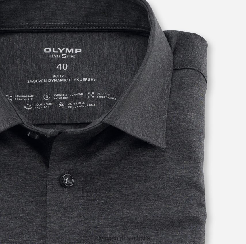 Clothing AU OLYMP Level Five 24/Seven Body Fit, Business Shirt, New York Kent, Anthracite T8882J400