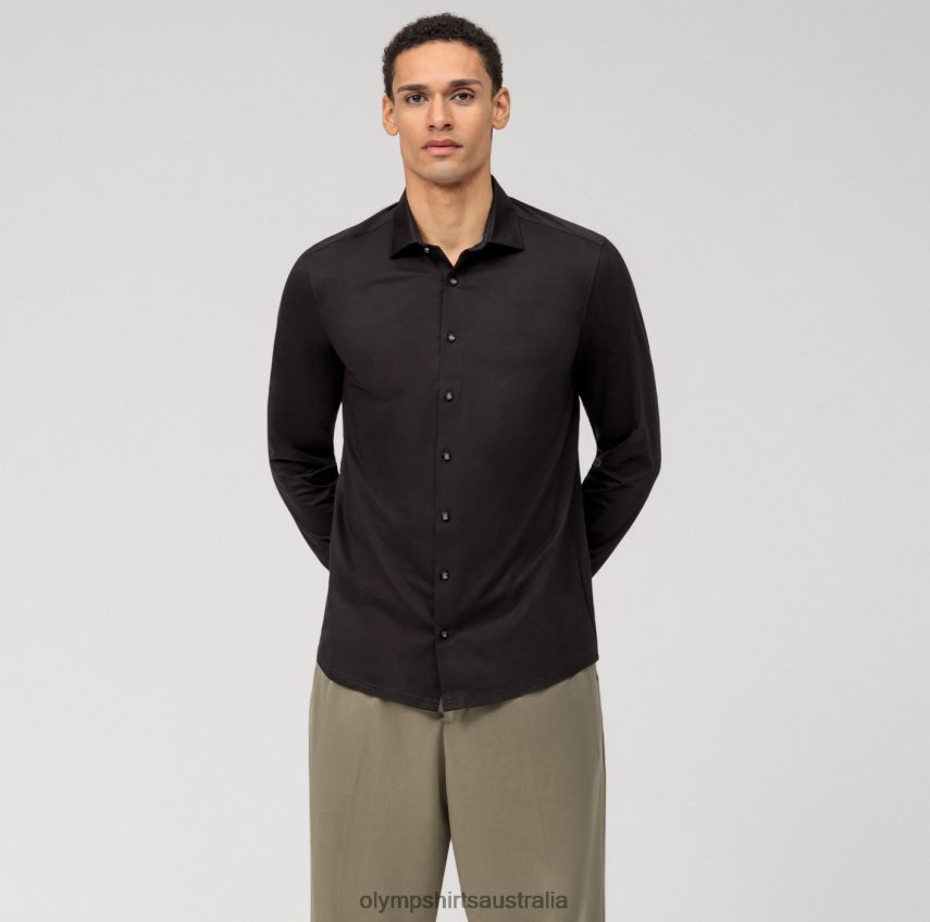 Clothing AU OLYMP Level Five 24/Seven Body Fit, Business Shirt, New York Kent, Black T8882J389