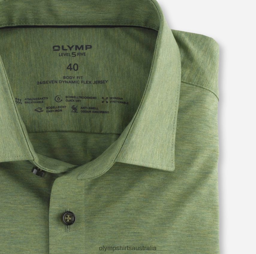 Clothing AU OLYMP Level Five 24/Seven Body Fit, Business Shirt, New York Kent, Crystal Green T8882J722